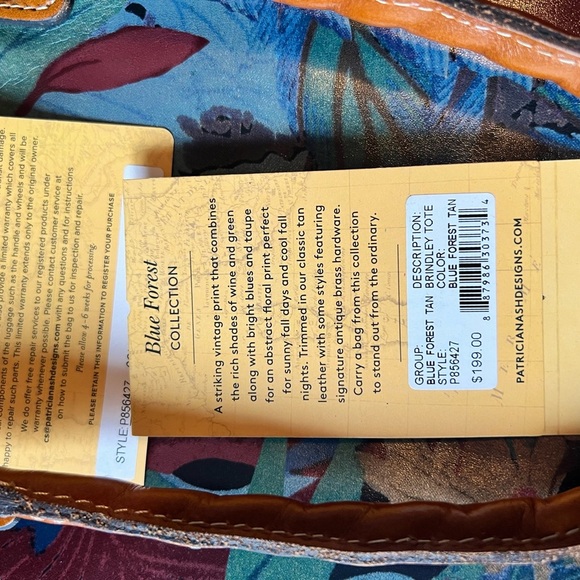 Patricia Nash Floral Patterned Tote Bag with Tan Handles - Picture 13 of 13